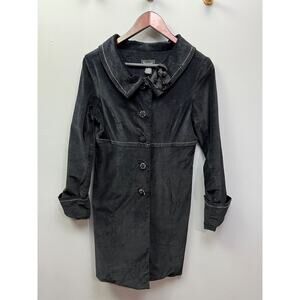 Persaman New York Womens small black velvet 5 button‎ coat GothFairy